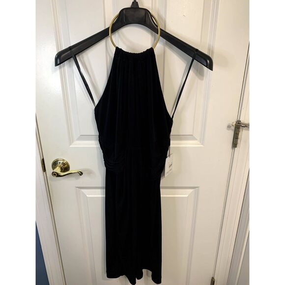 Calvin Klein Black Halter Dress Gold Metal Neck Ring Size 6 - NWT - Picture 2 of 8
